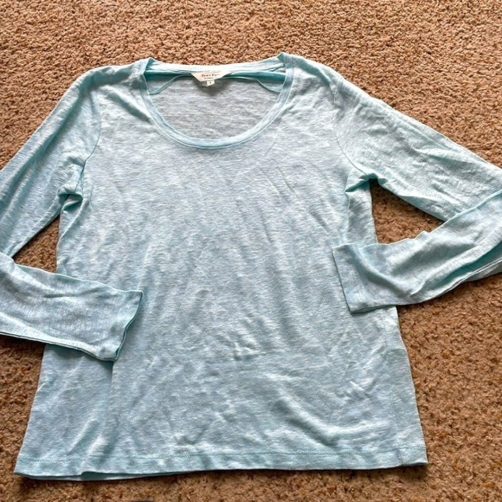 Part Two linen long sleeve mint green top size S